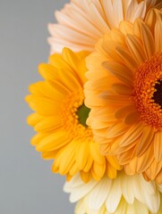 Poster - Gradient Florals Contemporary Rainbow Gerbera Daisy Collection for Premium Stock in Botanical Design and Creative Marketing Displays