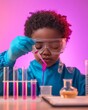 © Ryzhkov - Vibrant STEM Education Young Black Boy Conducts Colorful Chemistry Experiment with Glassware - Homeschool Resource and Interactive Learning Content