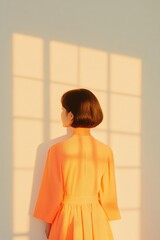 Poster - Ethereal Childhood Curiosity Minimalist Brown Dress on Young Girl Under Soft Directional Light - Imaginative Storytelling and Surreal Visual Content for Creative Marketing