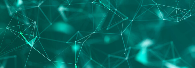 Leinwandbilder - Abstract polygonal space with dots and lines. Connection science background. Triangular business wallpaper. 3d rendering