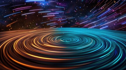 Poster - Dynamic cosmic swirls outer space abstract art stellar environment wide-angle view vibrant energy concept