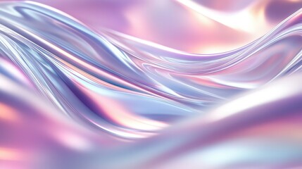 Poster - Iridescent Fabric Waves with Soft Pastel Hues Reflecting Light in an Abstract Background Ideal for Artistic Design and Creative Projects