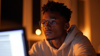 Poster - Cozy Home Learning Teen in Comfort Hoodie Engages in Virtual Classroom - Contemporary Educational Tech and Remote Study Solutions