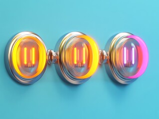 Aufkleber - Neon Lit Instrumentation Display Futuristic Gauge Indicators with Glossy Metal Finish - Business Innovation for Digital Analytics and Modern Decision-Making Insights