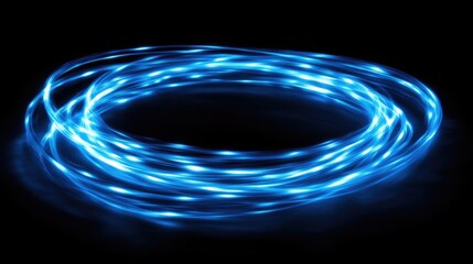 Fototapete - Circular Motion of Glowing Blue Light Waves on Dark Background for Dynamic Visual Effects and Creative Projects