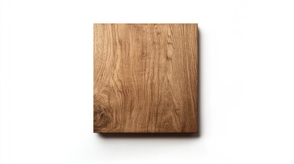 Poster - Light Wooden Square Panel with Natural Grain and Texture Isolated on White Background for Design and Decoration Use