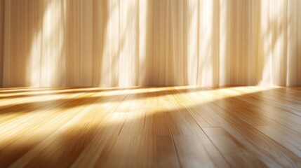 Poster - Light Wooden Plank Texture with Soft Sunlight and Subtle Shadow Effects for Background Use