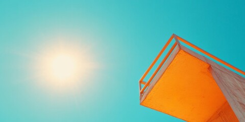 Poster - Vibrant Architectural Minimalism Bold Color Geometry Against Blue Sky - Innovative Design Imagery for Cutting-Edge Real Estate Marketing and Urban Aesthetic Inspiration