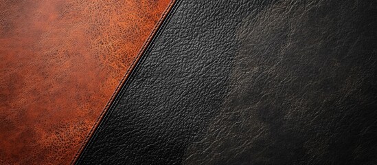 Poster - Textured leather background in two contrasting colors of brown and dark black suitable for design projects or product displays.