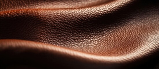 Poster - Elegant brown leather texture with soft waves showcasing the rich, tactile quality ideal for background use in design projects.