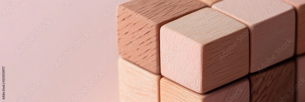 Modern Educational Design Wooden Word Cube Arrangement on Textured Pink ...
