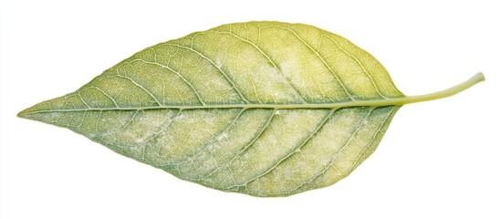 Poster - Leaf texture with soft blur on a white background showcasing natural details and vibrant colors for design and artistic use.