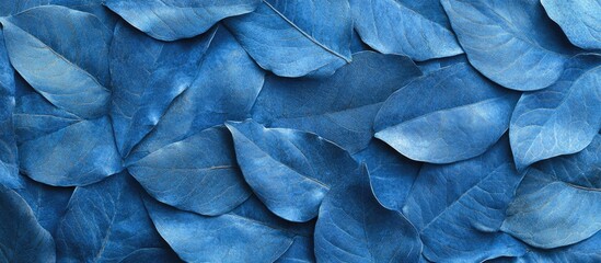 Poster - Blue Toned Leaf Texture Background for Natural and Abstract Design Concepts