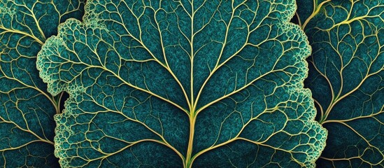 Poster - Detailed green leaf texture background showcasing intricate patterns and vibrant colors for nature-inspired designs and eco-friendly themes.