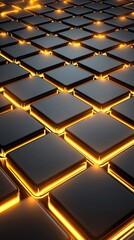 Poster - Illuminated black tiles abstract design digital art modern environment top-down view futuristic concept