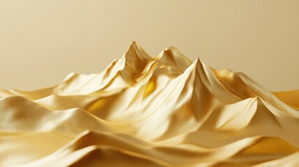 Aufkleber - Abstract Representation of Golden Mountain Landscape with Smooth Textures and Undulating Shapes in a Minimalistic Studio Setting