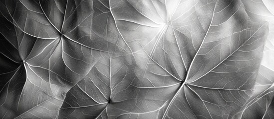 Poster - black and white artistic representation of a leaf canopy showcasing intricate textures and patterns 