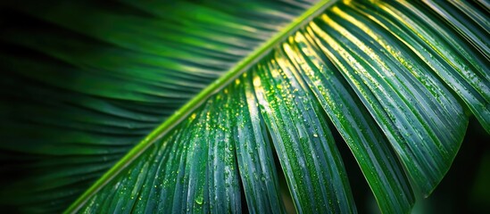 Poster - Blurred green leaf background showcasing vibrant textures and hues, perfect for nature-themed projects and design elements.