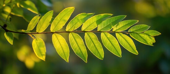 Poster - lush green leaf with blurred background showcasing nature's tranquility captured in naushehra punjab