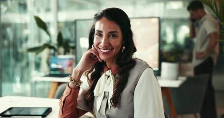 Leinwandbilder - Confident, creative and woman in office, face and ambitious for opportunity, writer and company. Proud, public relations and happy for press release, professional and person with smile for project