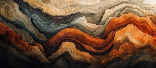 Poster - Striking close-up of multi-colored sedimentary rock layers showcasing natural textures and geological formations in vibrant tones.