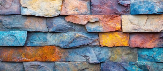 Poster - Vibrant Textured Multi-Colored Artificial Stone Wall Background for Modern Design Projects