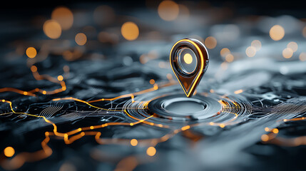 Poster - Exploring geolocation technologies digital landscape visual representation futuristic environment aerial view network mapping