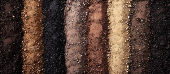 Poster - Colorful layers of laterite soil showcasing natural textures and earthy tones in a retro style background for design and illustration use.