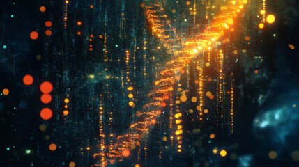 Poster - Glowing dna strands laboratory abstract art digital environment artistic viewpoint representation