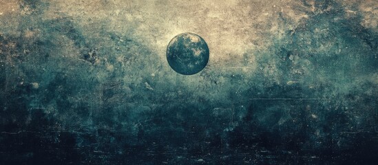 Poster - Grunge landscape texture with a celestial body in a dark atmospheric setting suitable for backgrounds and creative projects.
