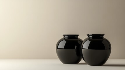 Poster - Elegant and Contemporary Black Pots on a Minimalist Background for Home Decor and Interior Design Inspiration