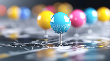 Poster - Map pins highlighting locations digital environment graphic design close-up perspective technology concept