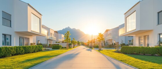 Aufkleber - Modern Community Living Glass Balconies and Landscaped Walkways in Sustainable Residential Complex - Urban Real Estate Design and Mixed-Use Development for Contemporary Lifestyle