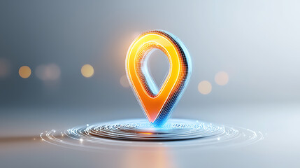 Poster - Innovative digital map marker virtual space graphic design futuristic environment close-up view navigation concept
