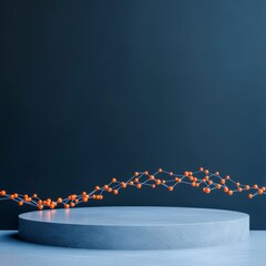 Aufkleber - Sleek Neural Network Visualization Modern Interconnected Nodes with Blue-Orange Contrast on Concrete - Tech and Digital Content for AI Industry Insights and Education