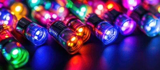 Poster - vibrant multicolored led motion diodes illuminated against a dark background showcasing modern light