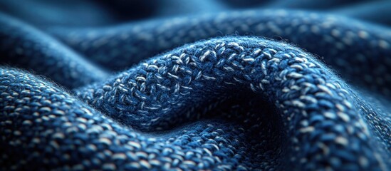 Poster - Denim fabric texture close-up showcasing the softness and depth of blue jeans material for fashion and textile design projects