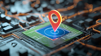 Poster - Mapping technology advances urban landscape digital art futuristic environment aerial view geolocation concepts