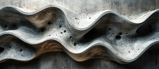 Poster - Gray concrete texture with wavy lines showcasing surface imperfections and unique patterns in an artistic abstract background design.
