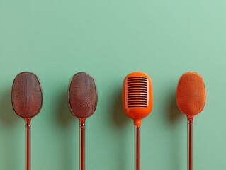 Aufkleber - Retro Audio Aesthetic Colorful Microphone Array on Textured Backdrop - Vibrant Creative Content for Entertainment and Digital Marketing Campaigns