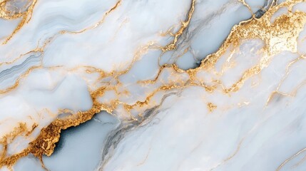 Wall Mural - Elegant marble texture featuring golden veins against a soft blue backdrop, showcasing timeless luxury and sophistication.