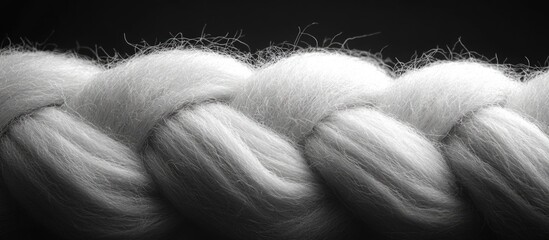 Poster - intertwined white wool tufts in a braided pattern showcasing texture and contrast in a minimalist co