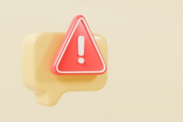 Wall Mural - 3d red alert notification reminder icon. chat message of attention alert alarm notice sign concept. 
