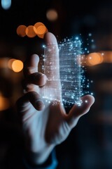 Aufkleber - Holographic Digital Interface Futuristic Multi-Factor Authentication Visual with Abstract Light Particles - Enhancing Cybersecurity in Tech and Digital Innovation