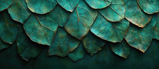 Poster - Beautiful textured leaf pattern in shades of green ideal for backgrounds and design projects.