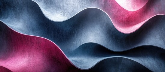 Poster - Curvy abstract textures from construction barrel rubber showcasing ribbed gray and pink patterns with smooth gradients in a modern design.