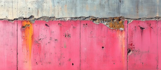 Poster - Abstract textured pink concrete wall with peeling paint and rough surfaces showcasing urban decay and artistic design elements.