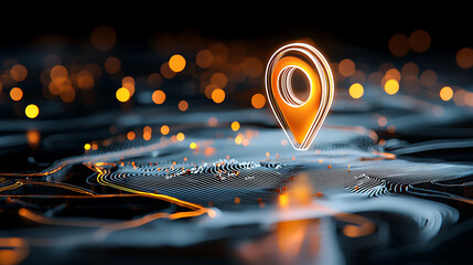 Poster - Innovative location pin on digital map virtual space high-tech graphic futuristic viewpoint navigation concept