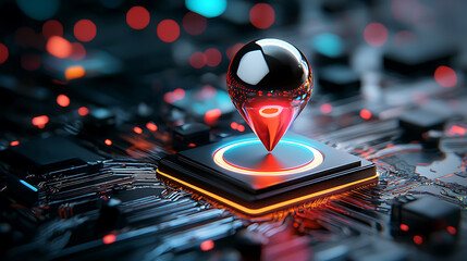 Poster - Innovative technology showcase digital environment 3d art futuristic design close-up view concept of progress
