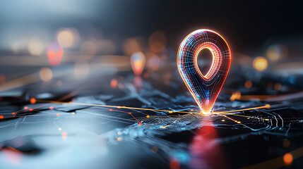 Poster - Digital location marker highlights gps technology urban environment graphic content futuristic viewpoint navigation concept